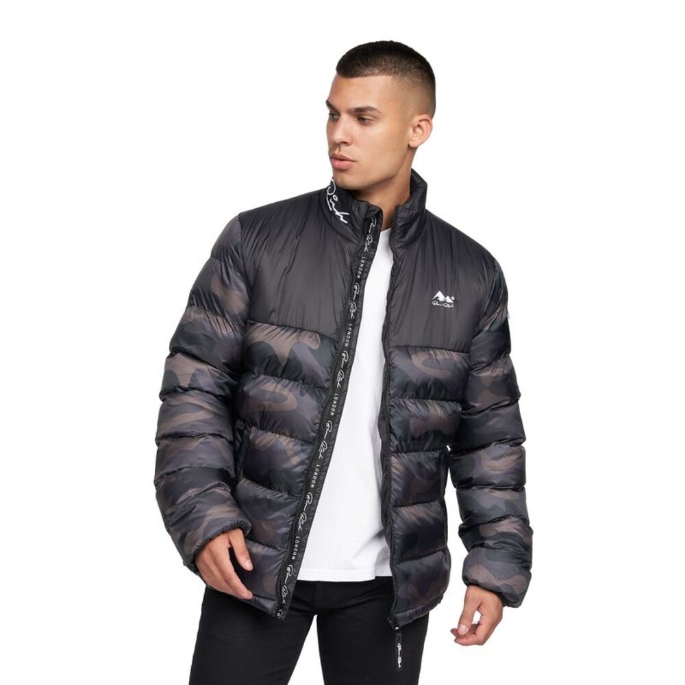 Born Rich Mens Carlito Camo Oversized Padded Jacket / Black